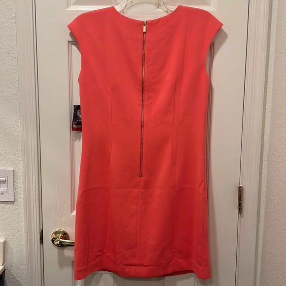 Vince Camuto NWT Cap Sleeve Orange Coral Dress w/ Rhinestones- Size 12 - Picture 4 of 7